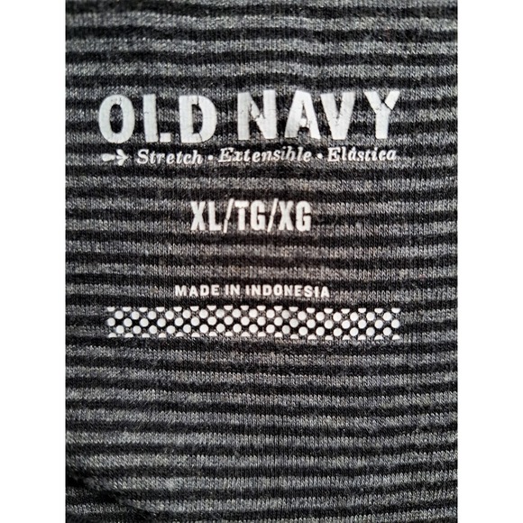 Old Navy Size XL Womens Black Gray Striped Stretch Long Sleeve Top - Picture 2 of 7
